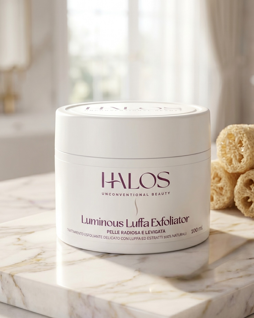 Luminous Luffa Exfoliator — Rinnova la grana cutanea, la luminosità torna visibile